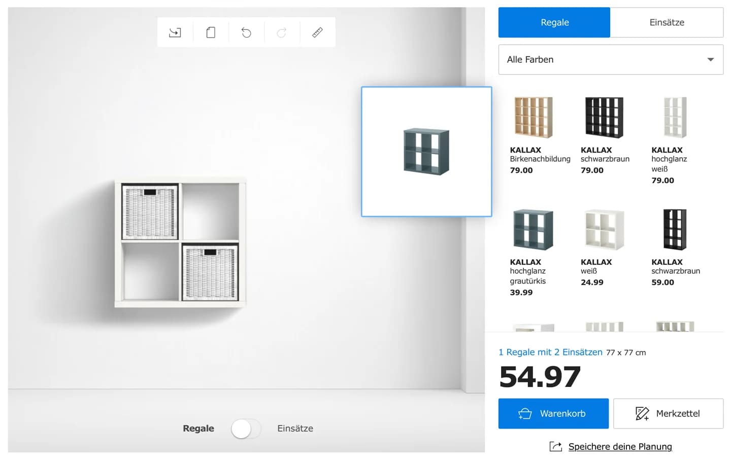 Platzhalter: Nahaufnahme von Material‑ und Texturdetails des Regals mit realistischer Beleuchtung.