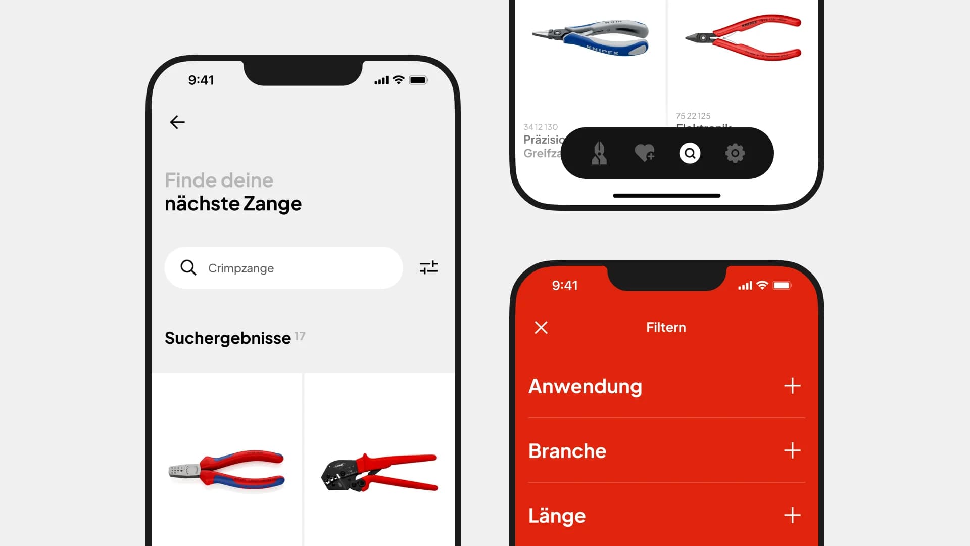 Platzhalter: Team mit App-Prototyp auf Tablet und Smartphone, Fokus auf Produktfinder-Interface.