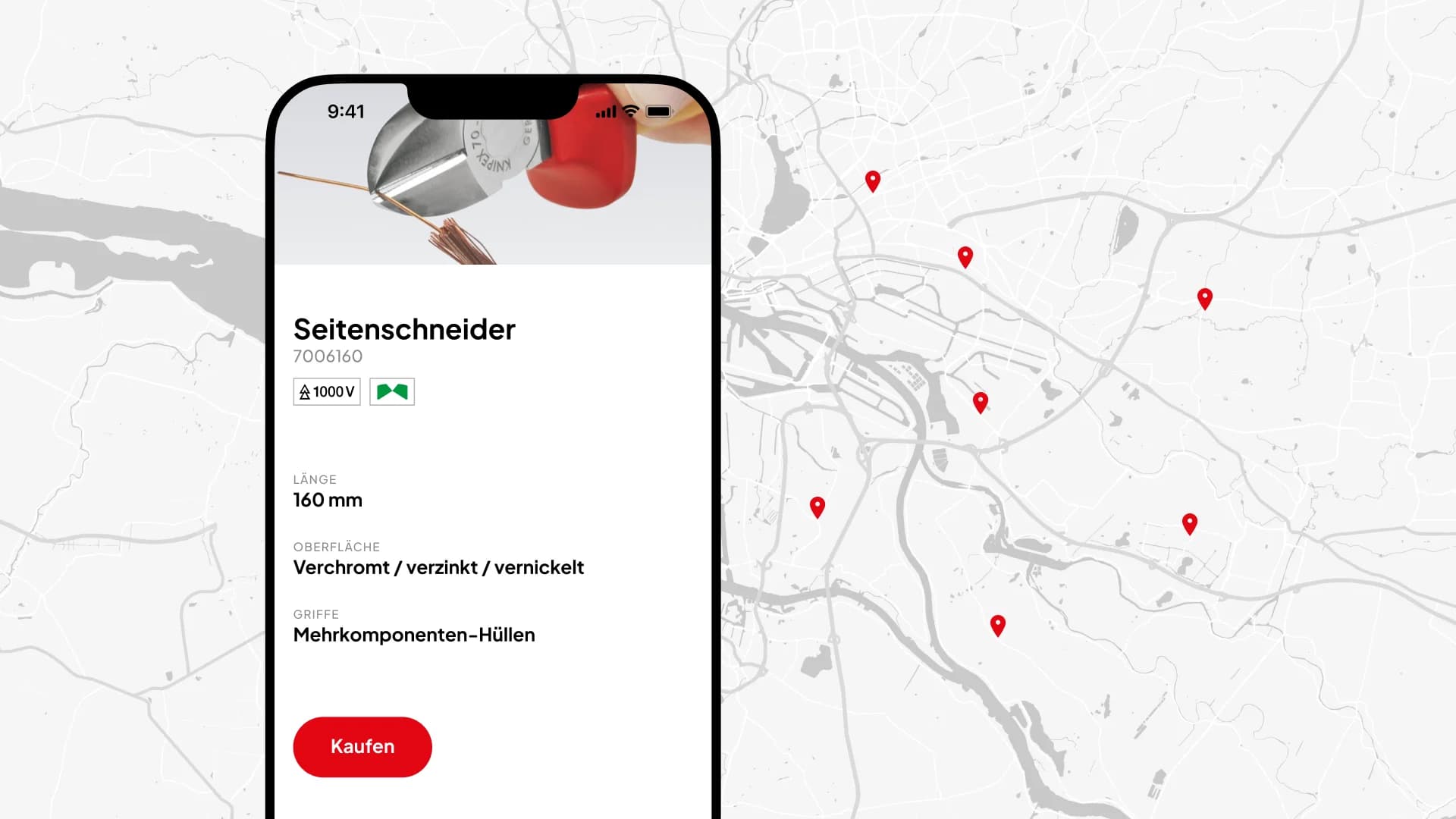 Platzhalter: Team mit App-Prototyp auf Tablet und Smartphone, Fokus auf Produktfinder-Interface.