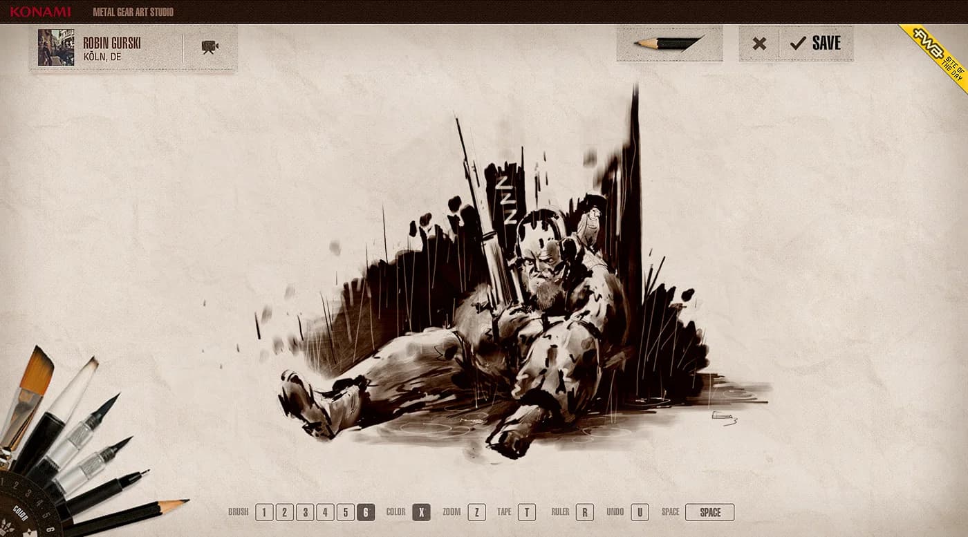 Platzhalter: Nahaufnahme von Pinsel- und Papiertexturen mit sichtbaren Tintenverläufen.