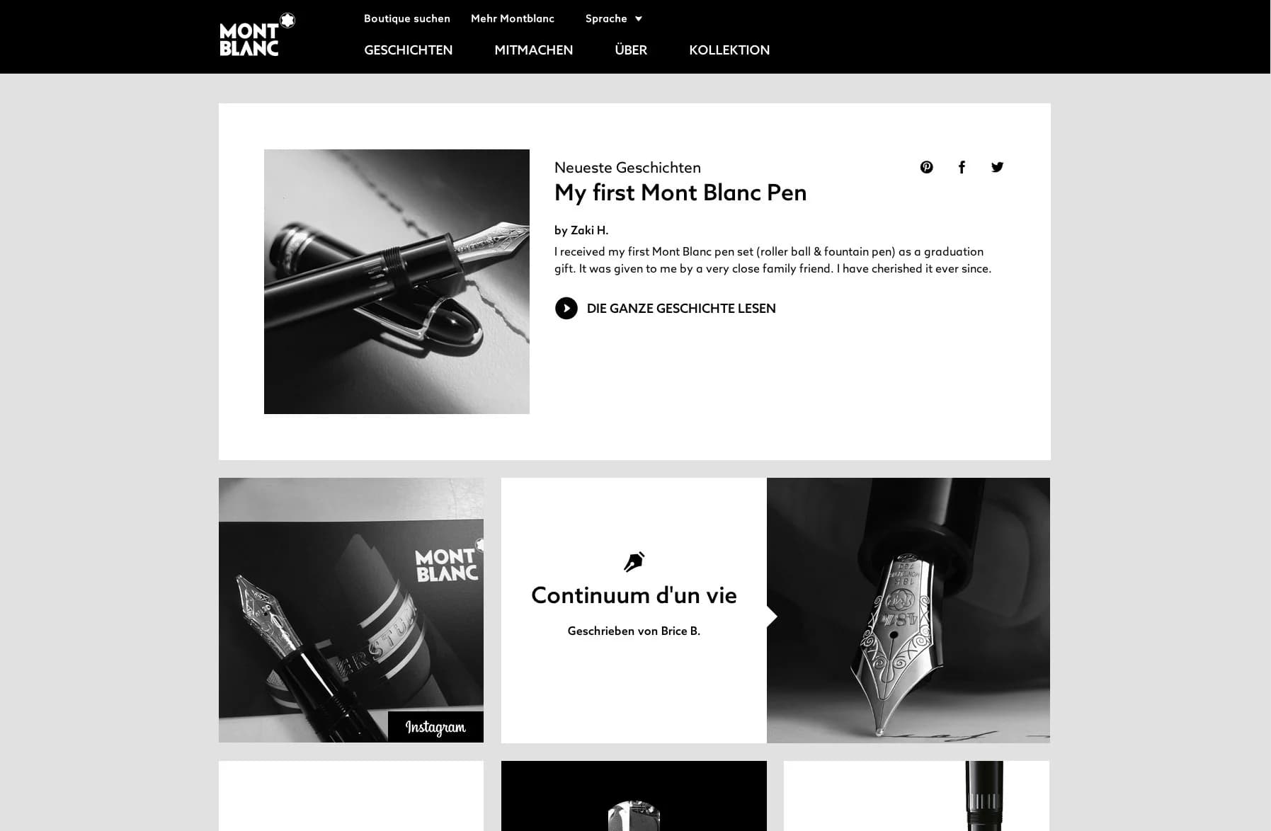 Schwarz-weiß Nahaufnahme eines geöffneten Meisterstück-Füllers auf einem handgeschriebenen Brief als stimmungsvoller visueller Trenner.