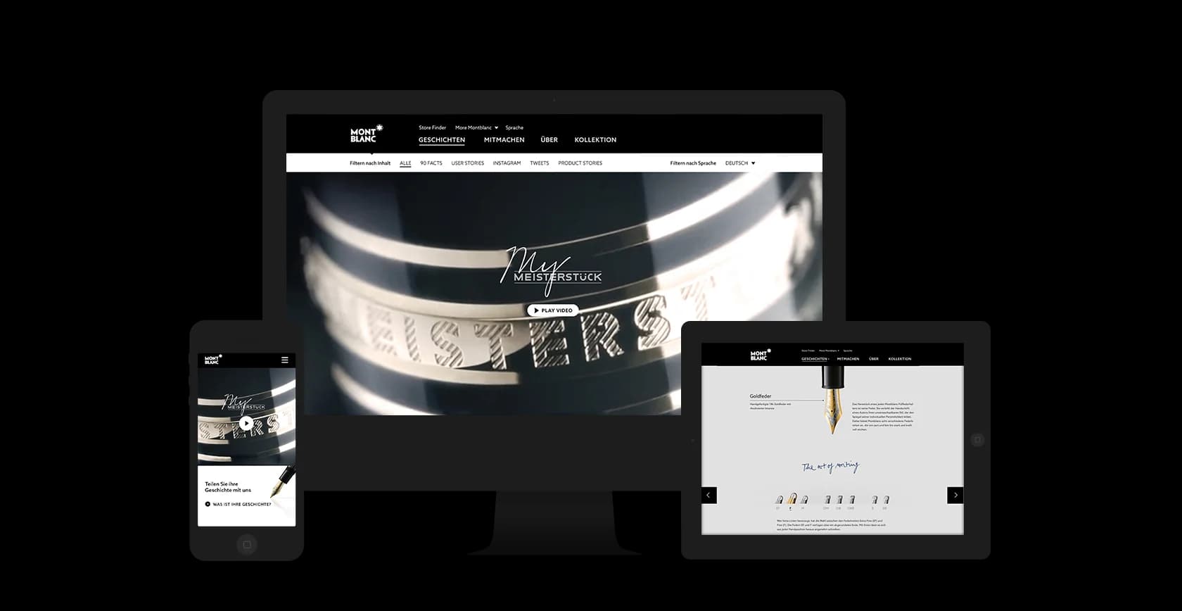 Schwarz-weiß Nahaufnahme eines geöffneten Meisterstück-Füllers auf einem handgeschriebenen Brief als stimmungsvoller visueller Trenner.