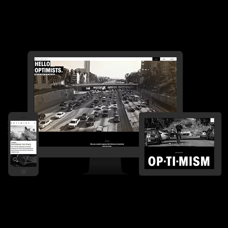 Platzhalter: Desktop-Ansicht mit großflächigem Videohintergrund und Stadtmotiven.