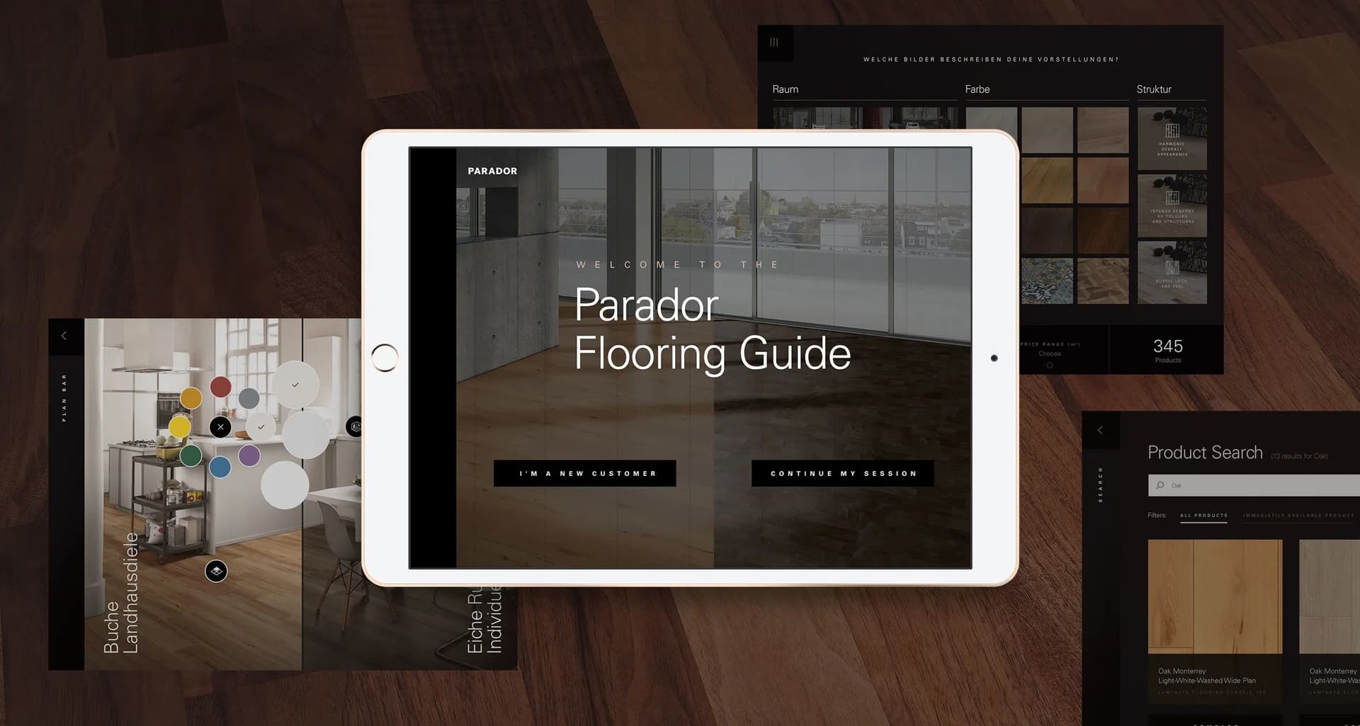 Collage mit Parador Studio Concept Standorten und Store‑Installationen in verschiedenen Ländern