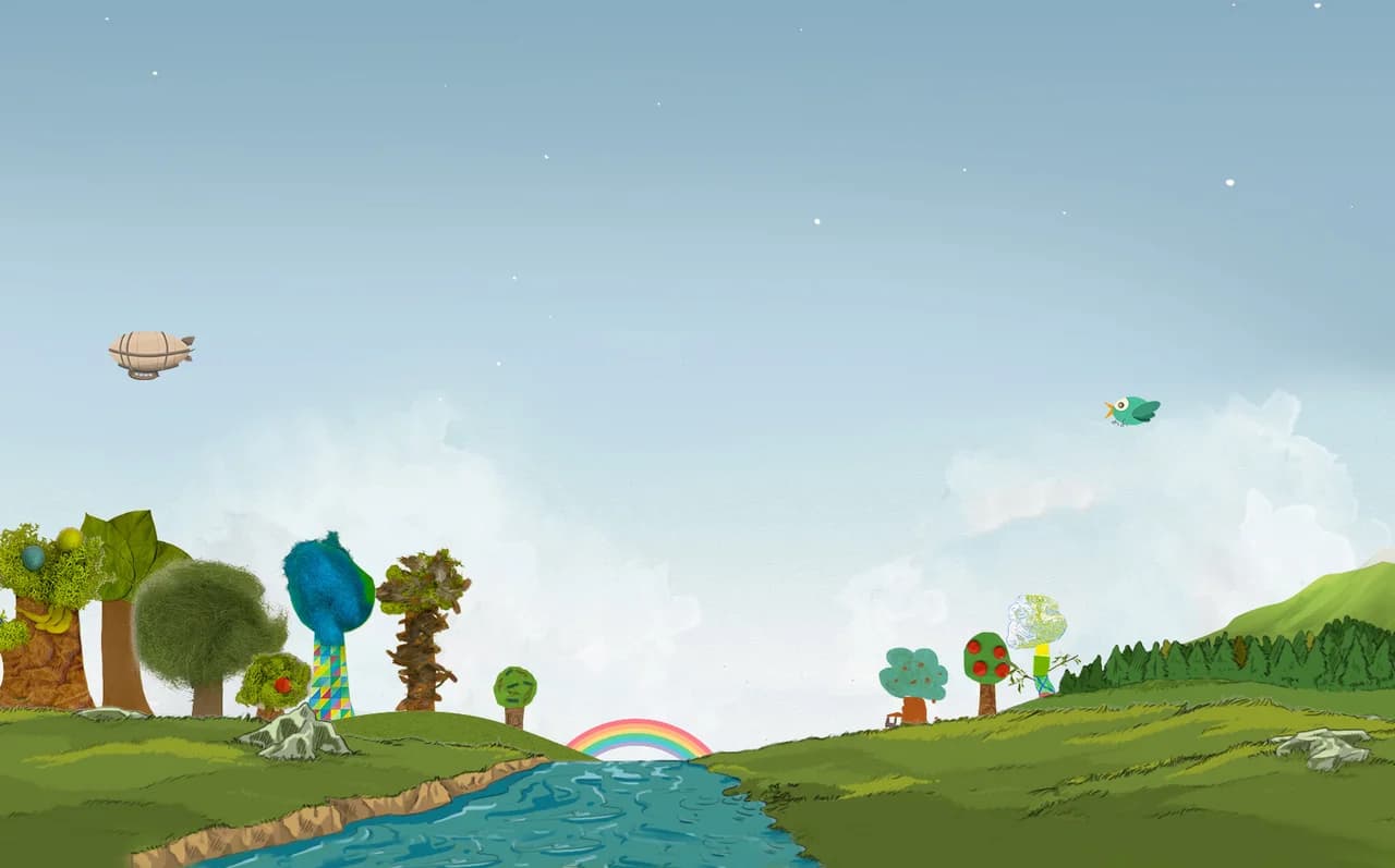 Galerie der von Schülern gestalteten Baum-Illustrationen.