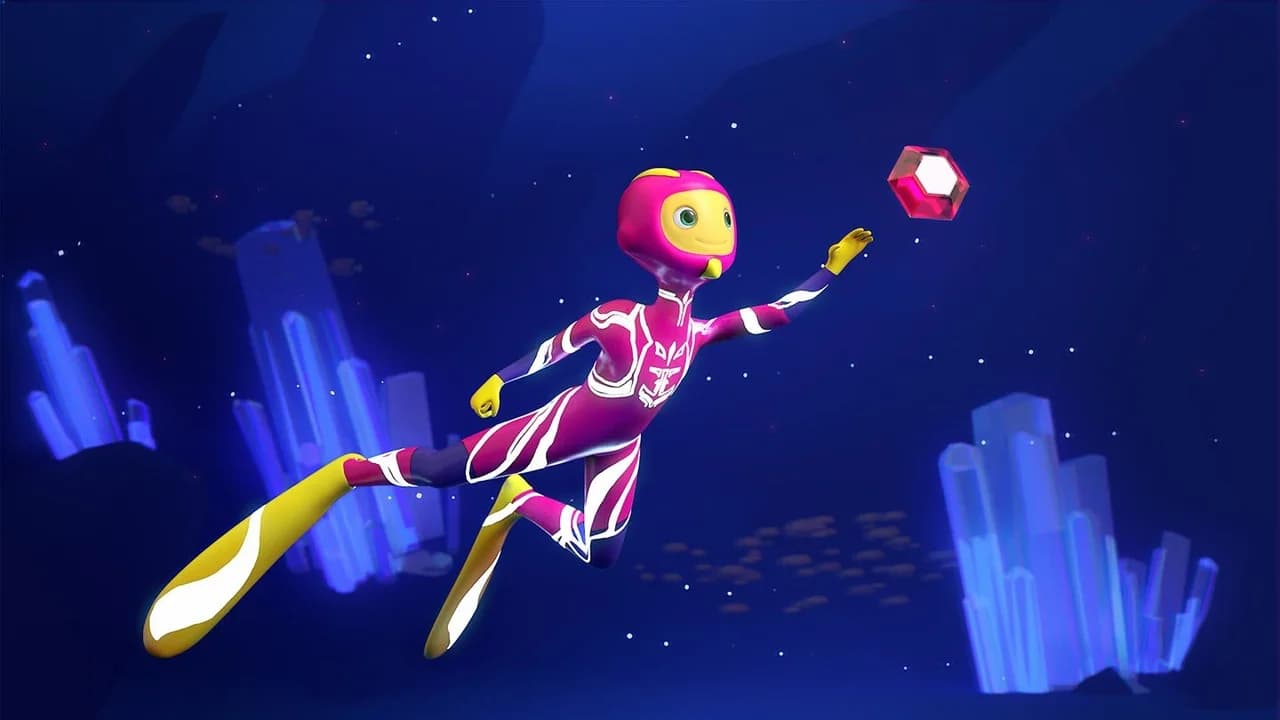 Skizzen und verschiedene Farbvarianten der Spielfigur Sasu neben einer Palette mit 3D-Umgebungsstudien.