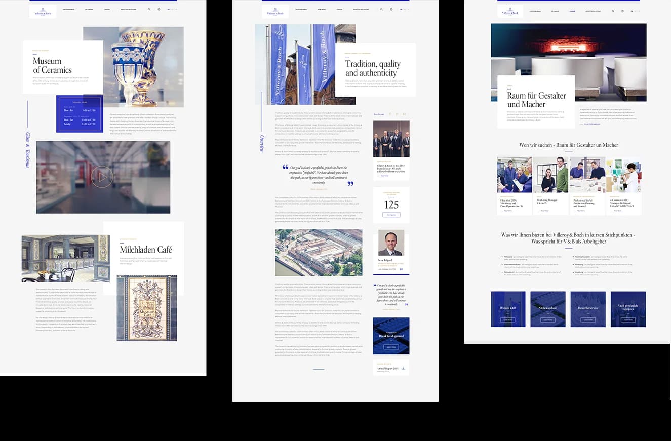 Moodboard mit Typografieproben, digitalem Blau und Goldakzenten sowie Produkt- und Porträtfotos.