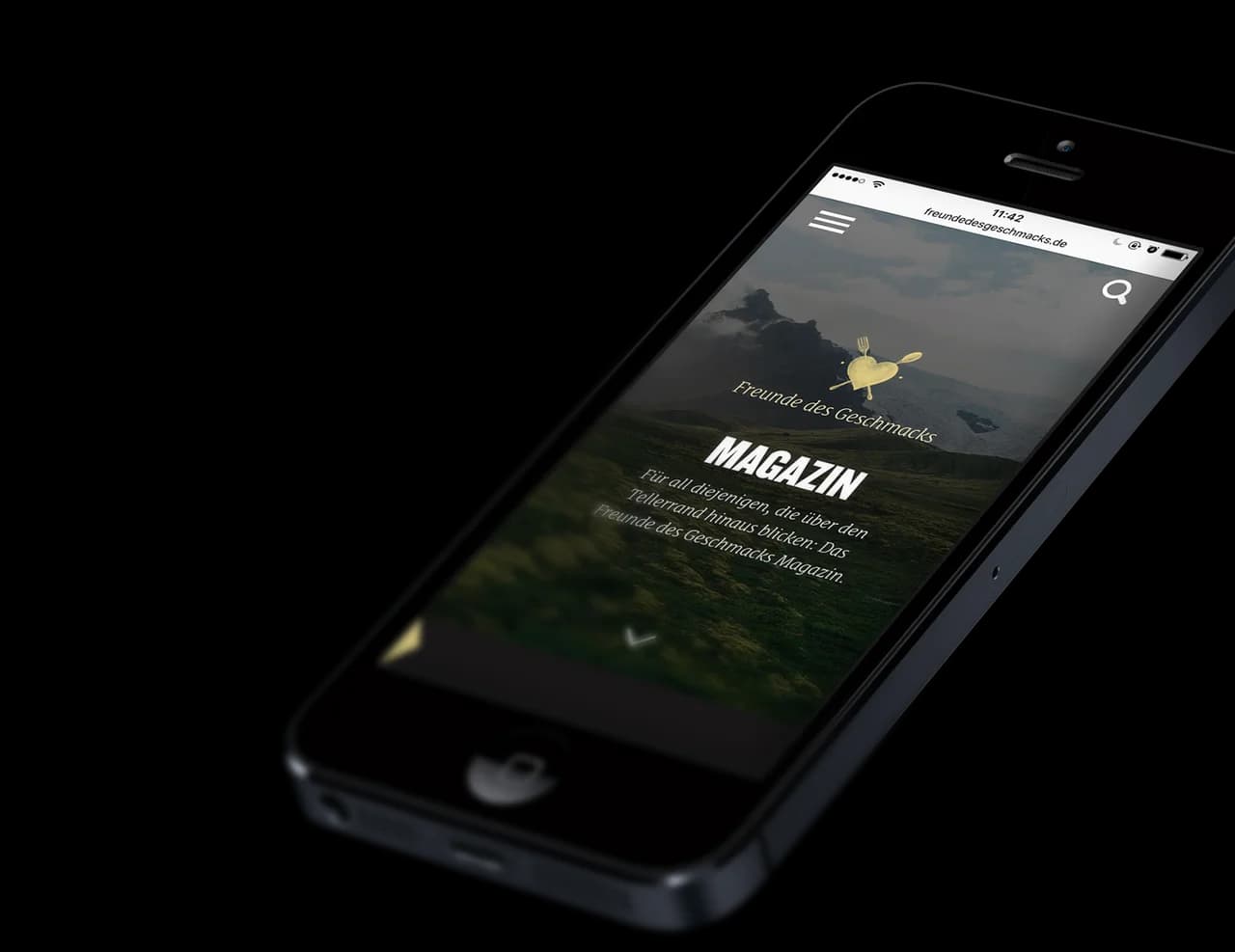 Platzhalter: Magazin‑Grid mit großen Rezeptbildern, Artikel‑Teasern und klaren Teaser‑Kacheln.